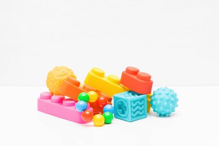 Children educational toys on the white background.の写真素材