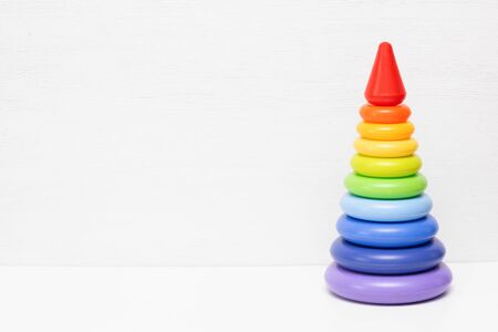 Children educational toys on the white background.の写真素材