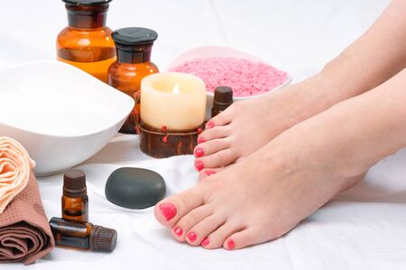 Women feet care concept. Spa concept background.の写真素材