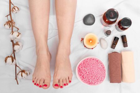 Women feet care concept. Spa concept background.の写真素材