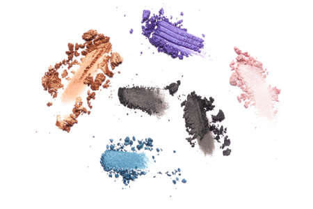 Colorful eyeshadows powder smears isolated on the white background.の写真素材