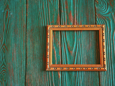 Rectangular frame with copy space, on a beautiful authentic wooden background.