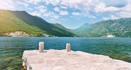 Wildlife on stones of orthodox church Island Gospa od Skrpjela Perast Boka Kotorska Montenegro.の写真素材