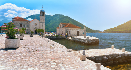 Wildlife on stones of orthodox church Island Gospa od Skrpjela Perast Boka Kotorska Montenegro.の写真素材
