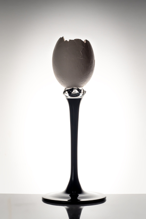 Cracked Broken Egg on Glass Leg