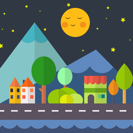 Night Natural landscapesのイラスト素材