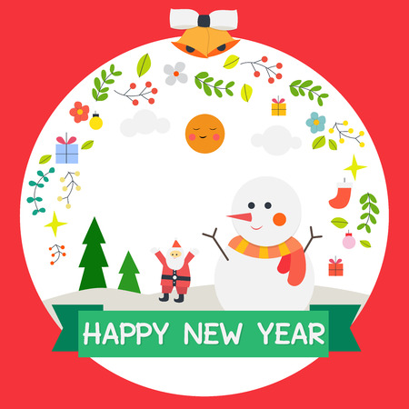 Merry christmas and happy new yearのイラスト素材