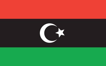 Libya flag vector graphic. Rectangle Libyan flag illustration. Libya country flag is a symbol of freedom, patriotism and independence.のイラスト素材