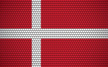 Abstract flag of Denmark made of circles. Danish flag designed with colored dots giving it a modern and futuristic abstract look.のイラスト素材