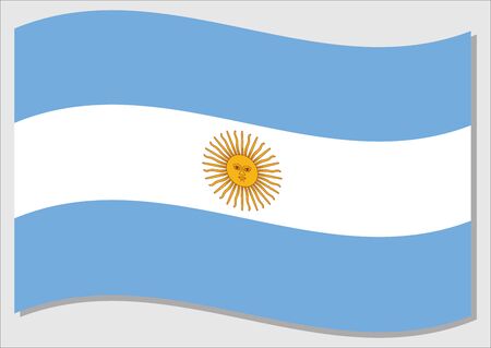 Waving flag of Argentina vector graphic. Waving Argentinian flag illustration. Argentina country flag wavin in the wind is a symbol of freedom and independence.のイラスト素材