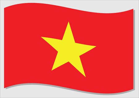 Waving flag of Vietnam vector graphic. Waving Vietnamese flag illustration. Vietnam country flag wavin in the wind is a symbol of freedom and independence.のイラスト素材