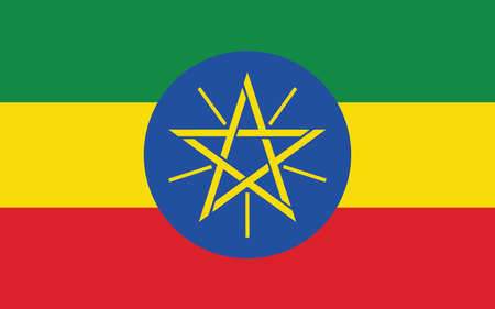 Ethiopia flag vector graphic. Rectangle Ethiopian flag illustration. Ethiopia country flag is a symbol of freedom, patriotism and independence.のイラスト素材