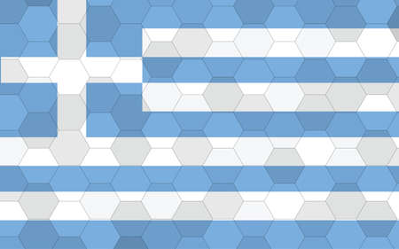 Greece flag illustration. Futuristic Greek flag graphic with abstract hexagon background vector....