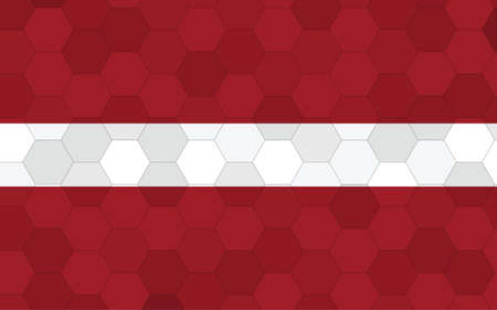 Latvia flag illustration. Futuristic Latvian flag graphic with abstract hexagon background vector. Latvia national flag symbolizes independence.のイラスト素材