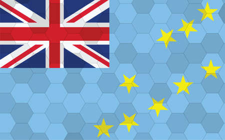 Tuvalu flag illustration. Futuristic Tuvaluan flag graphic with abstract hexagon background vector. Tuvalu national flag symbolizes independence.のイラスト素材