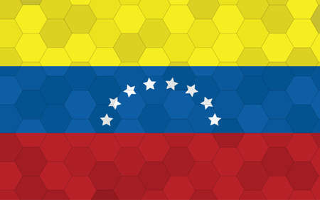 Venezuela flag illustration. Futuristic Venezuelan flag graphic with abstract hexagon background vector. Venezuela national flag symbolizes independence.のイラスト素材