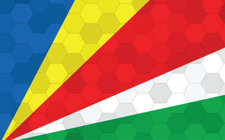 Seychelles flag illustration. Futuristic Seychellois flag graphic with abstract hexagon background vector. Seychelles national flag symbolizes independence.のイラスト素材