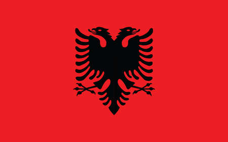 Albania flag vector graphic. Rectangle Albanian flag illustration. Albania country flag is a symbol of freedom, patriotism and independence.のイラスト素材
