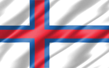 Silk wavy flag of Faroe Islands graphic. Wavy Faroese flag illustration. Rippled Faroe Islands country flag is a symbol of freedom, patriotism and independence.の写真素材