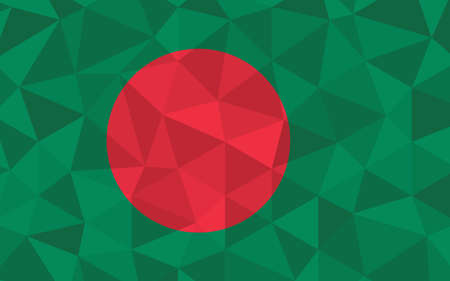 Low poly Bangladesh flag vector illustration. Triangular Bangalee flag graphic. Bangladesh country flag is a symbol of independence.のイラスト素材