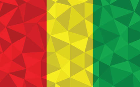Low poly Guinea flag vector illustration. Triangular Guinean flag graphic. Guinea country flag is a symbol of independence.のイラスト素材