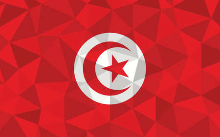 Low poly Tunisia flag vector illustration. Triangular Tunisian flag graphic. Tunisia country flag is a symbol of independence.のイラスト素材