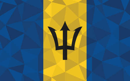 Low poly Barbados flag vector illustration. Triangular Barbadian flag graphic. Barbados country flag is a symbol of independence.のイラスト素材