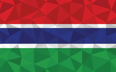 Low poly Gambian flag vector illustration. Triangular Gambia flag graphic. Gambian country flag is a symbol of independence.のイラスト素材