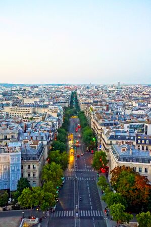 View from the arch de truimph in Parisの写真素材