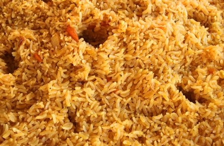 Fried rice close-up, traditional oriental food, national cuisine     の写真素材