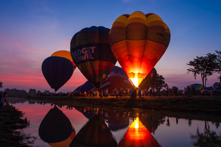 Phra Nakhon Si Ayutthaya, Thailand - DECEMBER 05, 2009: Thailand International Balloon Festival 2009 at Phra Nakhon Si Ayutthaya , Thailand.のeditorial素材