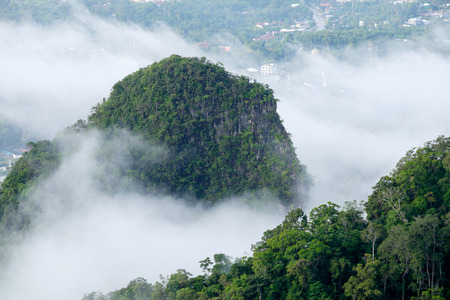 View from the mountain, Tiger Cave Temple Wat Tham Suea, Krabi, Thailand.の写真素材