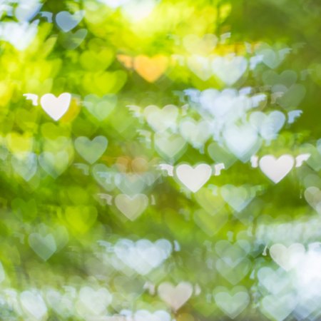 Abstract blurred heart shaped lights