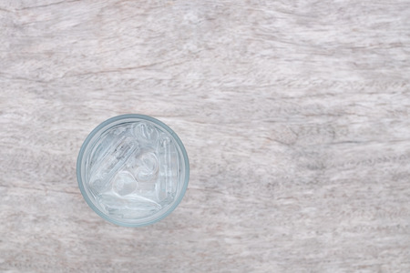 Top view of Water with ice in the glass cup.の写真素材
