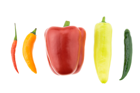 Chili peppers isolated on white background.の写真素材
