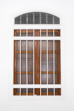 Traditional Sino-Portuguese window. Phuket, Thailand.の写真素材