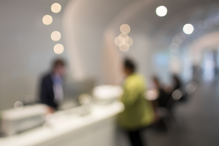 Blur abstract background reception hall customer counter service.の写真素材