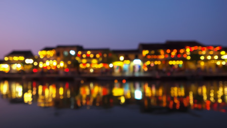 Blurred image of Hoi An old town a beautiful colorful night in Vietnam.の写真素材