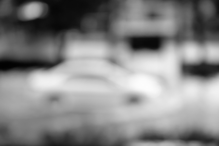 Blurred image of Car driving on a flooded road. Bangkok, Thailand.の写真素材