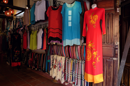 Vietnam dress in a Clothing store. Hoi An, Vietnam.の写真素材