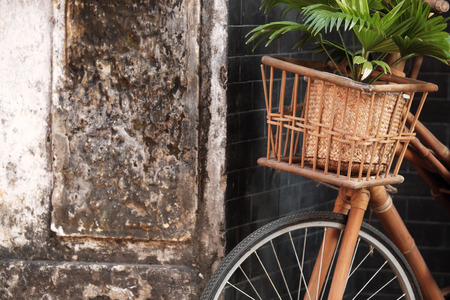 Bicycle made from wood at Hoi An Ancient Town, VIETNAM.の写真素材