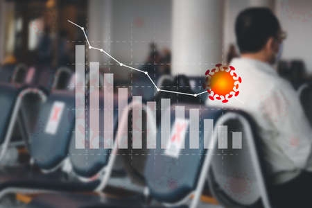 Corona Virus situation impact crisis aviation business and problem of economy with fall down.の写真素材