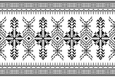 Geometric ethnic style seamless pattern. Design for fabric, wallpaper, background, carpet, clothing. Tribal ethnic vector texture. Vector illustration. Black and white color.のイラスト素材