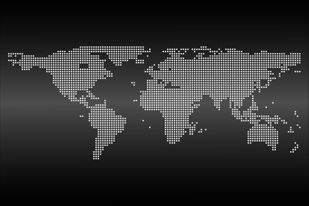 Dotted world map, Abstract computer graphic world map round dots. Vector illustration eps 10.のイラスト素材