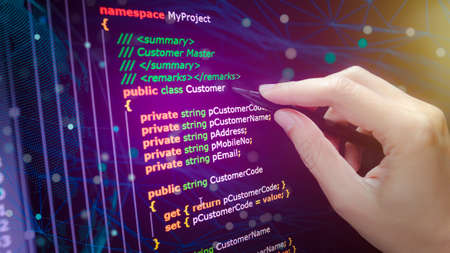 C sharp programming language source code example on monitor, C# source code.