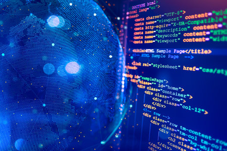 HTML code on computer monitor. Software / Web Developer Programming Code