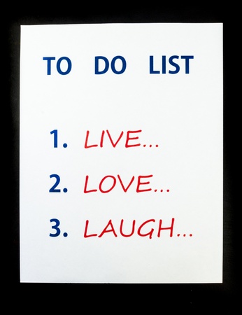 To Do List to Live, Love, Laugh on black backgroundの写真素材