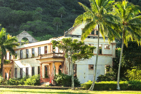 The abandoned historical Boy s Industrial School building on the grounds of Crawford s Convalescent Home in Waiale e, Oahu, Hawaiiの写真素材
