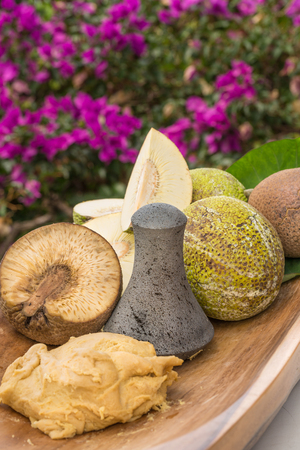 Traditional Hawaiian fare of Ulu pounded into paiai