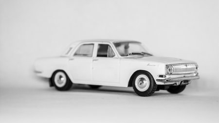 Toy model of the volga car on a white backgroundの写真素材